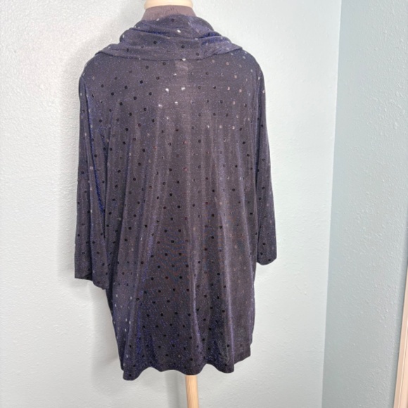Catherine's Plus Size Black Blue Sequin Tunic Blouse - Picture 3 of 12